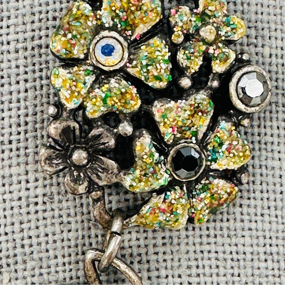 Chico's Signed Romantic Necklace Antiqued Silver AB Dangle Faceted Beads 15 -25” - Picture 4 of 10